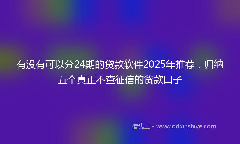 有没有可以分24期的贷款软件2025年推荐，归纳五个真正不查征信的贷款口子