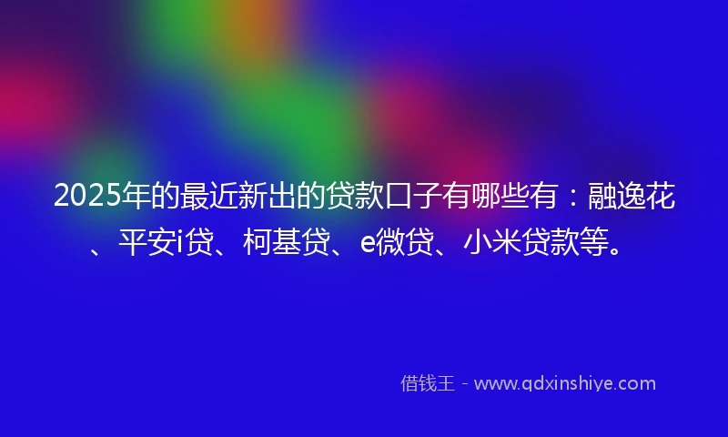 2025年的最近新出的贷款口子有哪些有：融逸花、平安i贷、柯基贷、e微贷、小米贷款等。