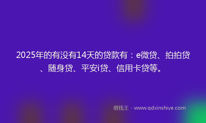 2025年的有没有14天的贷款有：e微贷、拍拍贷、随身贷、平安i贷、信用卡贷等。