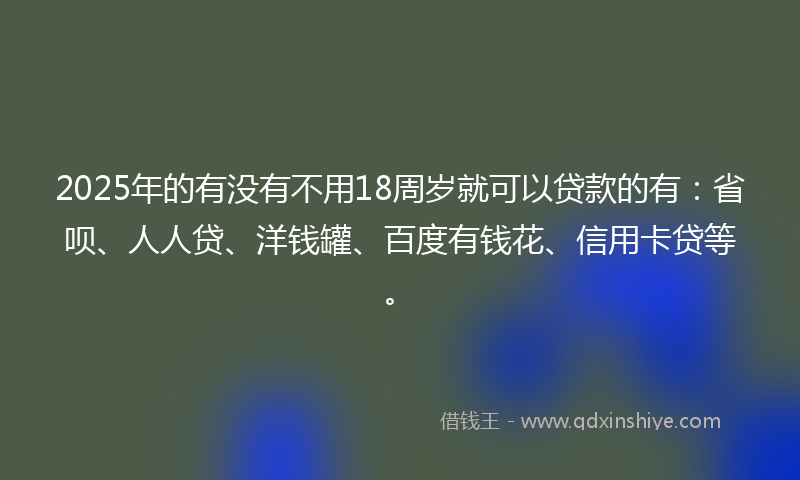 2025年的有没有不用18周岁就可以贷款的有：省呗、人人贷、洋钱罐、百度有钱花、信用卡贷等。