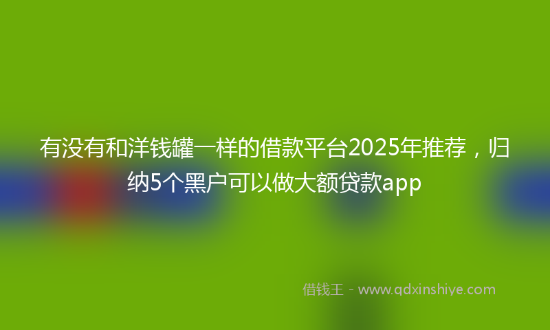 有没有和洋钱罐一样的借款平台2025年推荐，归纳5个黑户可以做大额贷款app