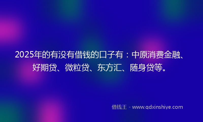 2025年的有没有借钱的口子有：中原消费金融、好期贷、微粒贷、东方汇、随身贷等。