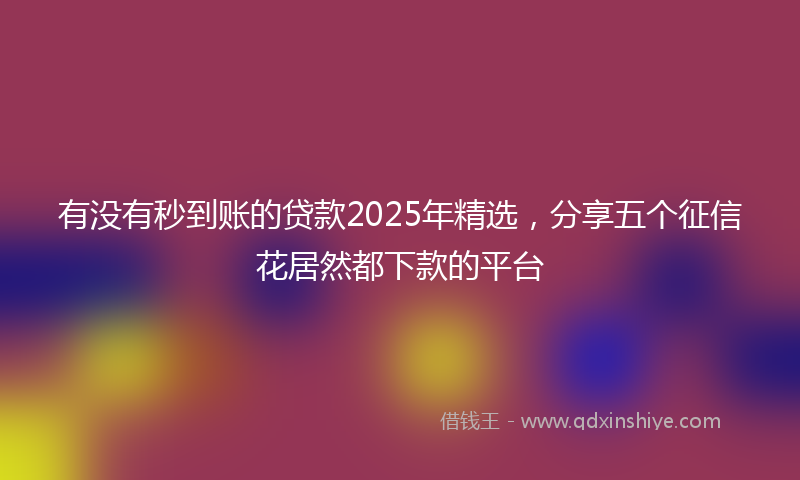 有没有秒到账的贷款2025年精选，分享五个征信花居然都下款的平台