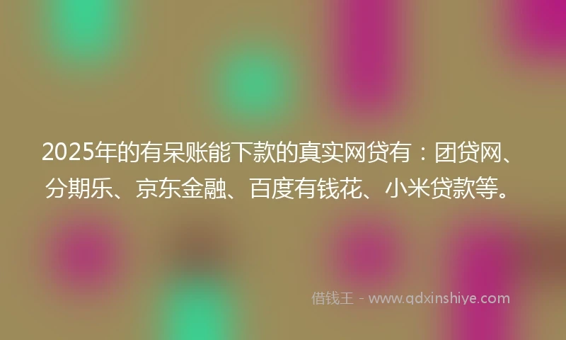 2025年的有呆账能下款的真实网贷有：团贷网、分期乐、京东金融、百度有钱花、小米贷款等。