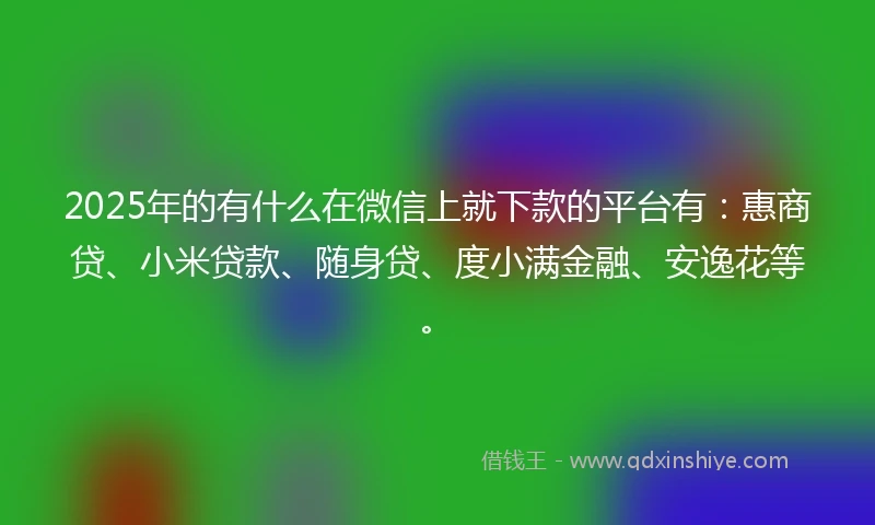 2025年的有什么在微信上就下款的平台有：惠商贷、小米贷款、随身贷、度小满金融、安逸花等。