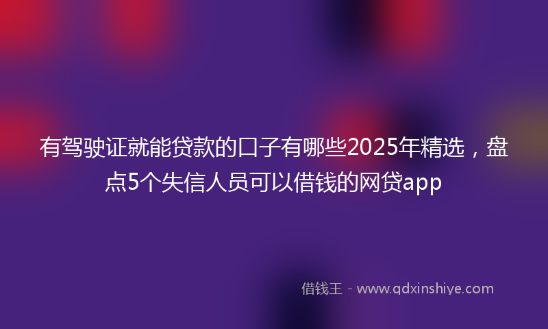 有驾驶证就能贷款的口子有哪些2025年精选，盘点5个失信人员可以借钱的网贷app