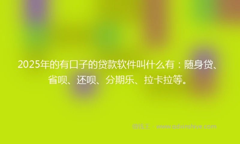 2025年的有口子的贷款软件叫什么有：随身贷、省呗、还呗、分期乐、拉卡拉等。