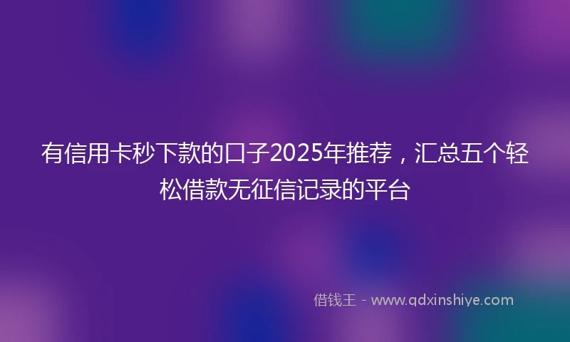 有信用卡秒下款的口子2025年推荐，汇总五个轻松借款无征信记录的平台
