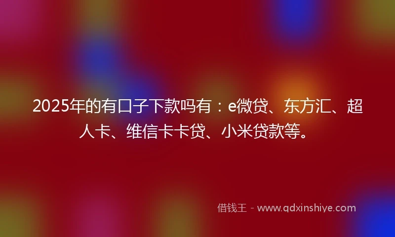 2025年的有口子下款吗有：e微贷、东方汇、超人卡、维信卡卡贷、小米贷款等。