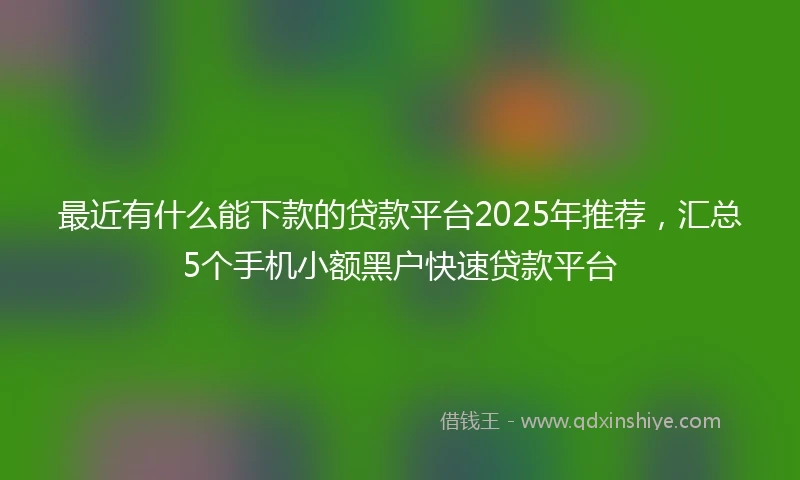 最近有什么能下款的贷款平台2025年推荐,汇总5个手机小额黑户快速贷款平台