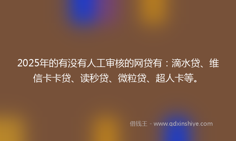 2025年的有没有人工审核的网贷有：滴水贷、维信卡卡贷、读秒贷、微粒贷、超人卡等。