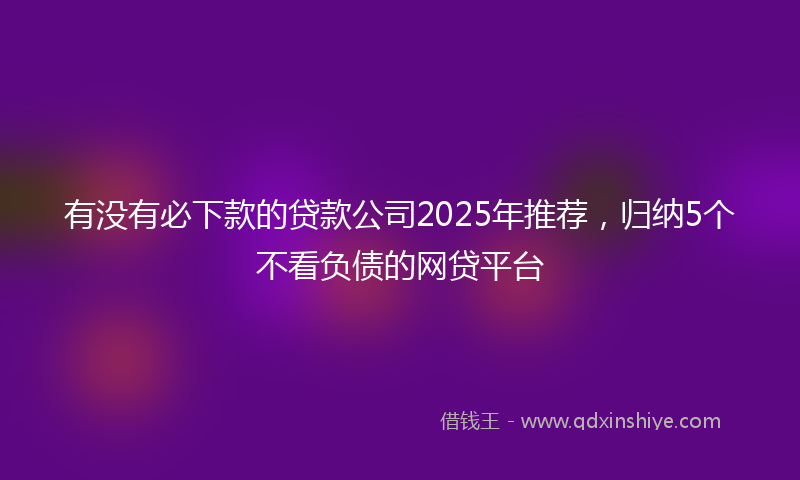 有没有必下款的贷款公司2025年推荐，归纳5个不看负债的网贷平台