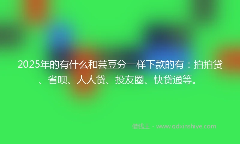 2025年的有什么和芸豆分一样下款的有：拍拍贷、省呗、人人贷、投友圈、快贷通等。