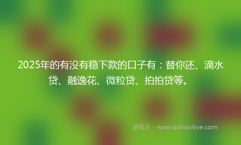 2025年的有没有稳下款的口子有：替你还、滴水贷、融逸花、微粒贷、拍拍贷等。