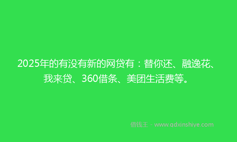 2025年的有没有新的网贷有：替你还、融逸花、我来贷、360借条、美团生活费等。