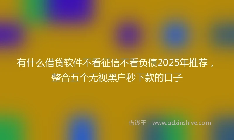 有什么借贷软件不看征信不看负债2025年推荐，整合五个无视黑户秒下款的口子