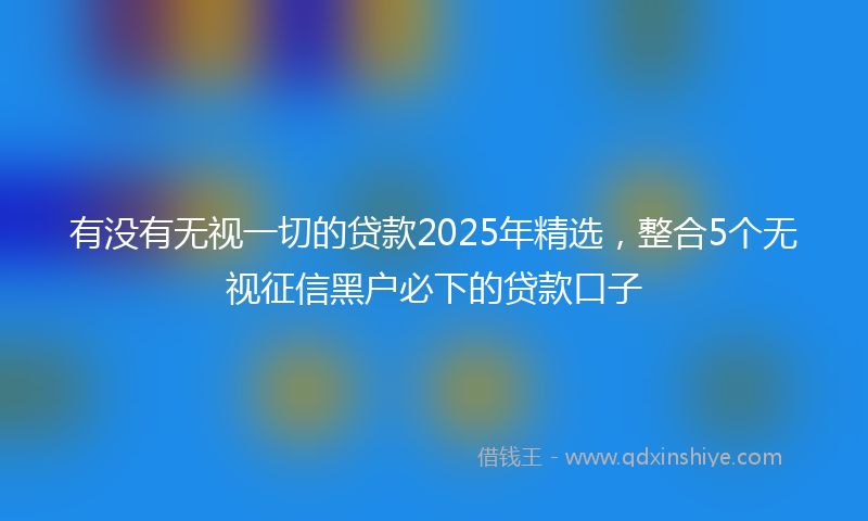 有没有无视一切的贷款2025年精选，整合5个无视征信黑户必下的贷款口子