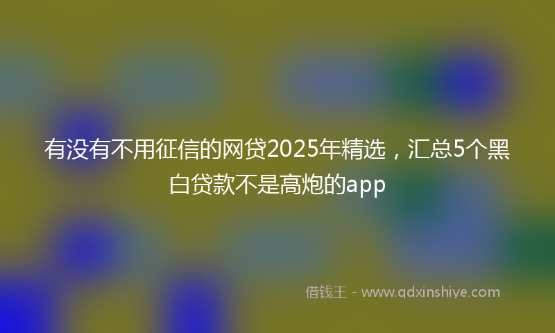 有没有不用征信的网贷2025年精选，汇总5个黑白贷款不是高炮的app