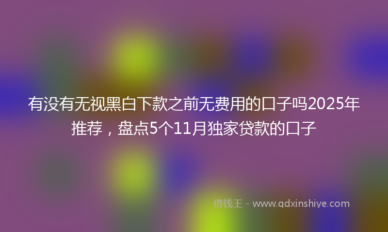 有没有无视黑白下款之前无费用的口子吗2025年推荐，盘点5个11月独家贷款的口子