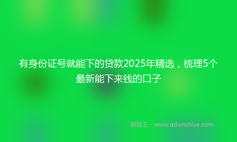 有身份证号就能下的贷款2025年精选，梳理5个最新能下来钱的口子