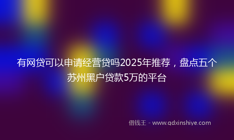 有网贷可以申请经营贷吗2025年推荐，盘点五个苏州黑户贷款5万的平台