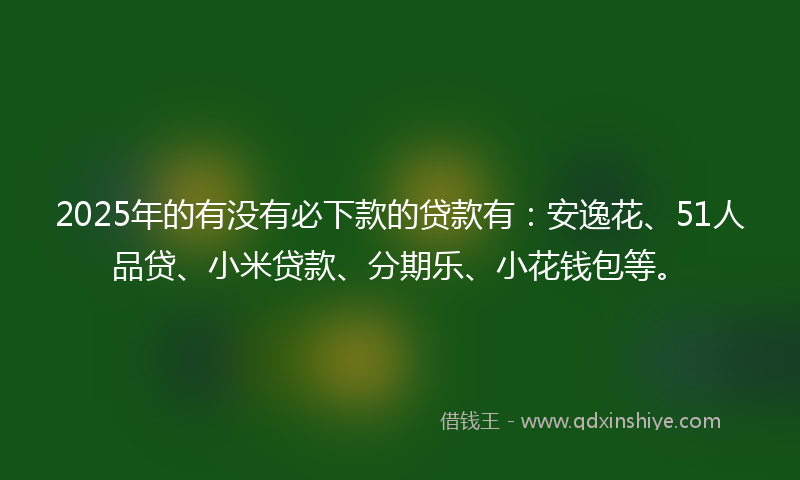 2025年的有没有必下款的贷款有：安逸花、51人品贷、小米贷款、分期乐、小花钱包等。