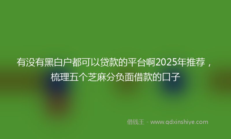 有没有黑白户都可以贷款的平台啊2025年推荐，梳理五个芝麻分负面借款的口子