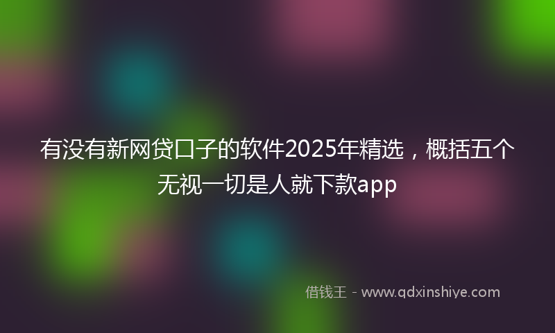 有没有新网贷口子的软件2025年精选,概括五个无视一切是人就下款app
