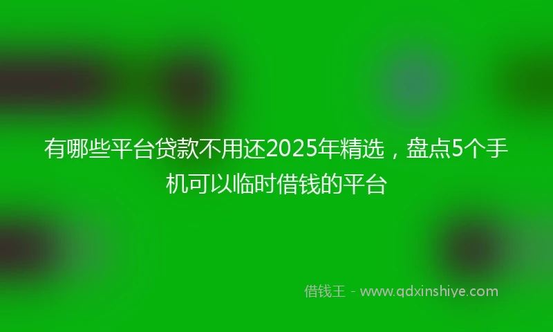 有哪些平台贷款不用还2025年精选，盘点5个手机可以临时借钱的平台