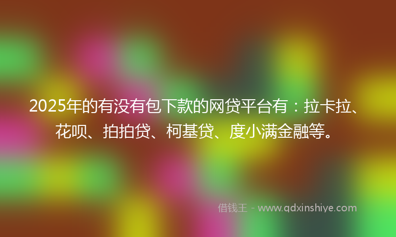 2025年的有没有包下款的网贷平台有：拉卡拉、花呗、拍拍贷、柯基贷、度小满金融等。