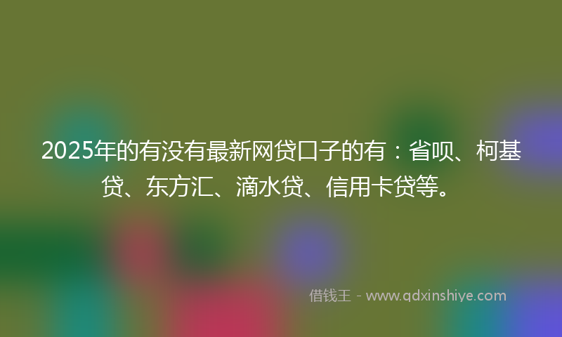 2025年的有没有最新网贷口子的有：省呗、柯基贷、东方汇、滴水贷、信用卡贷等。