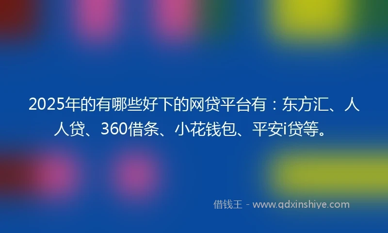 2025年的有哪些好下的网贷平台有：东方汇、人人贷、360借条、小花钱包、平安i贷等。