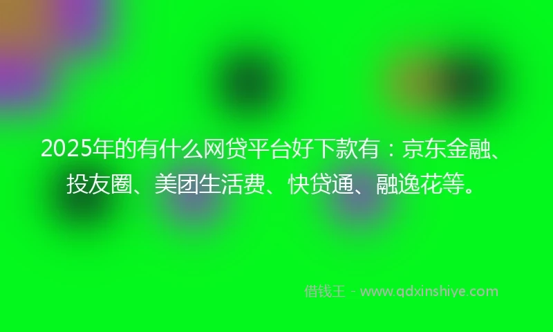 2025年的有什么网贷平台好下款有:京东金融、投友圈、美团生活费、快贷通、融逸花等。