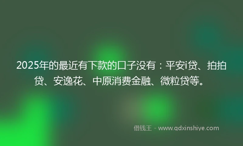 2025年的最近有下款的口子没有:平安i贷、拍拍贷、安逸花、中原消费金融、微粒贷等。