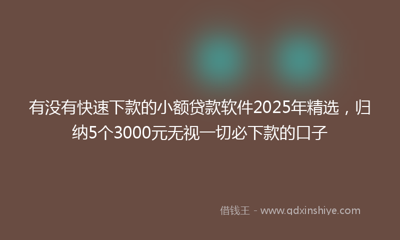 有没有快速下款的小额贷款软件2025年精选，归纳5个3000元无视一切必下款的口子