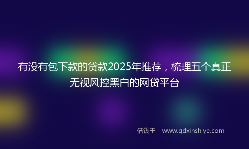 有没有包下款的贷款2025年推荐，梳理五个真正无视风控黑白的网贷平台