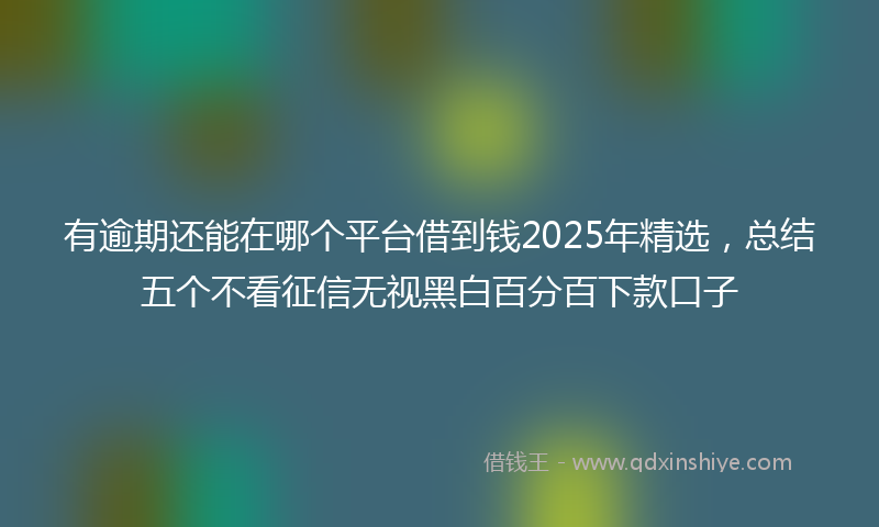有逾期还能在哪个平台借到钱2025年精选，总结五个不看征信无视黑白百分百下款口子