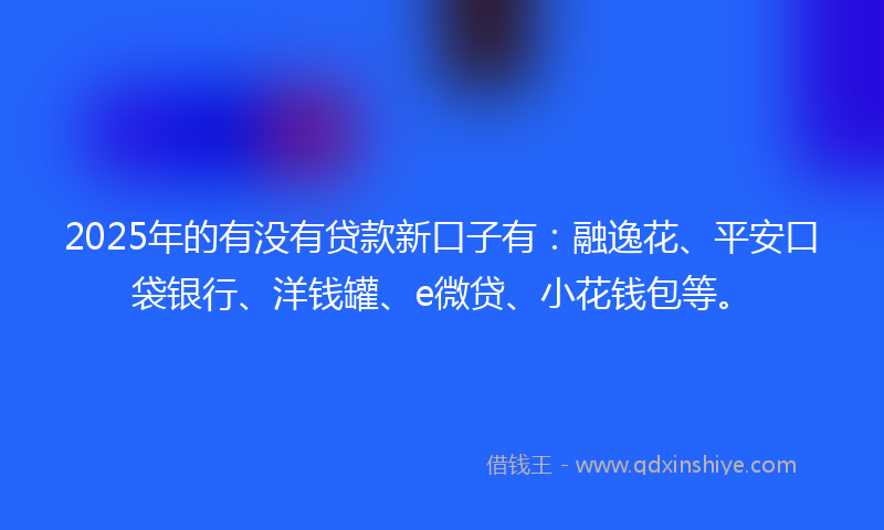 2025年的有没有贷款新口子有：融逸花、平安口袋银行、洋钱罐、e微贷、小花钱包等。
