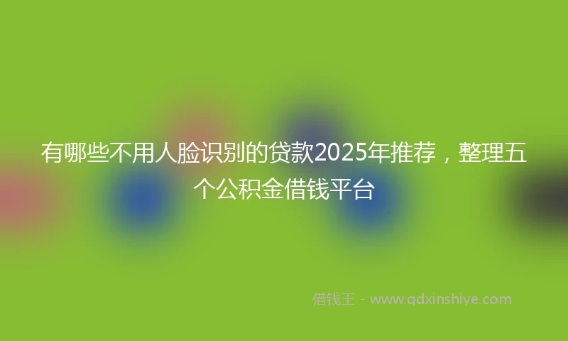 有哪些不用人脸识别的贷款2025年推荐，整理五个公积金借钱平台