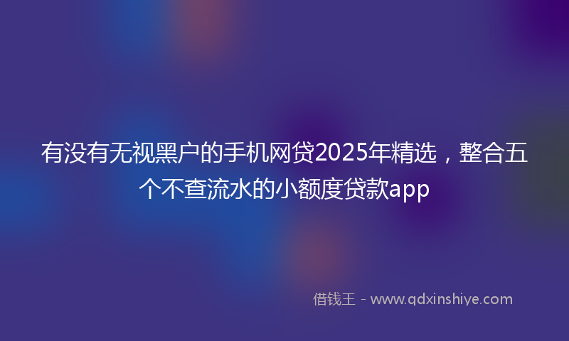 有没有无视黑户的手机网贷2025年精选，整合五个不查流水的小额度贷款app