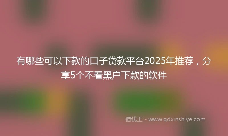 有哪些可以下款的口子贷款平台2025年推荐，分享5个不看黑户下款的软件