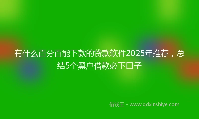 有什么百分百能下款的贷款软件2025年推荐，总结5个黑户借款必下口子