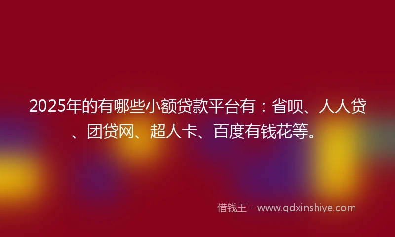 2025年的有哪些小额贷款平台有：省呗、人人贷、团贷网、超人卡、百度有钱花等。