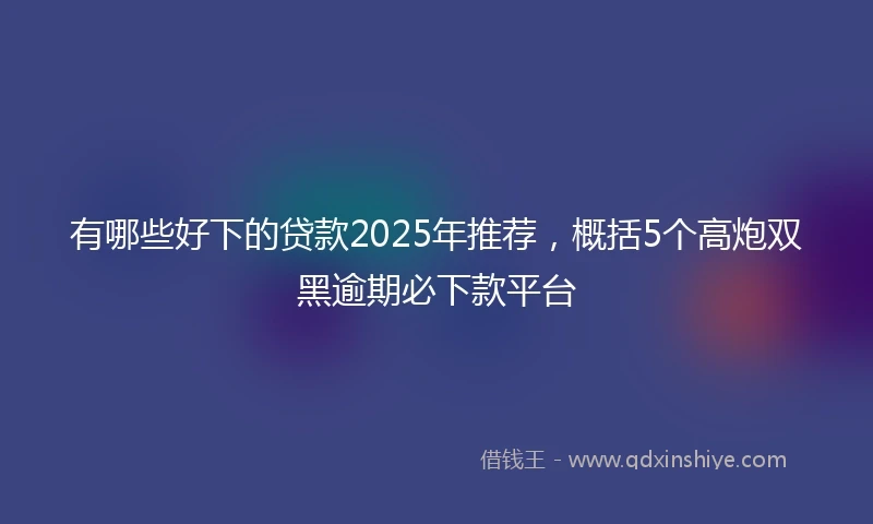 有哪些好下的贷款2025年推荐，概括5个高炮双黑逾期必下款平台