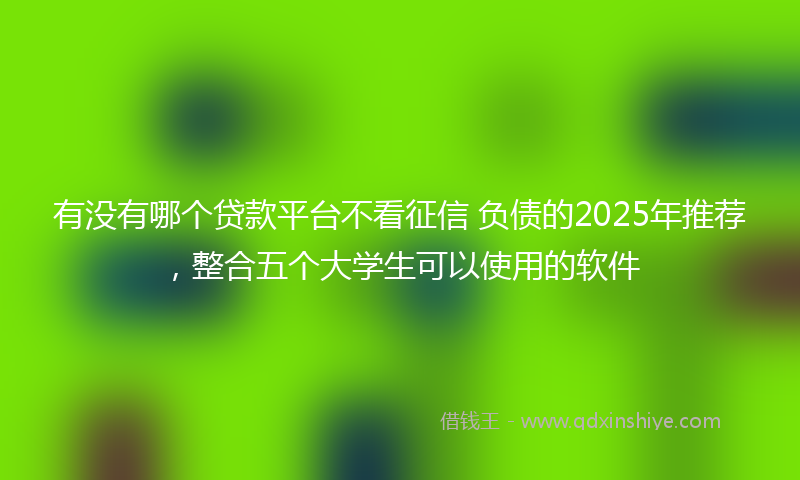 有没有哪个贷款平台不看征信 负债的2025年推荐，整合五个大学生可以使用的软件
