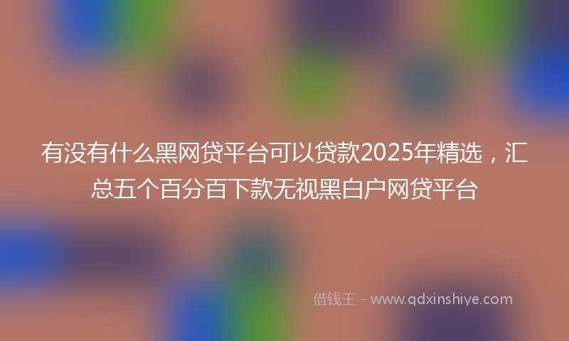 有没有什么黑网贷平台可以贷款2025年精选，汇总五个百分百下款无视黑白户网贷平台