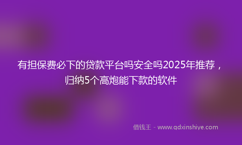 有担保费必下的贷款平台吗安全吗2025年推荐，归纳5个高炮能下款的软件