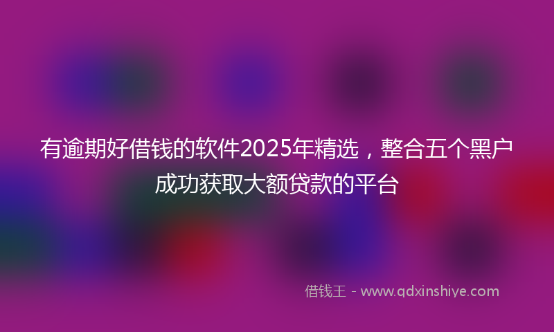 有逾期好借钱的软件2025年精选，整合五个黑户成功获取大额贷款的平台