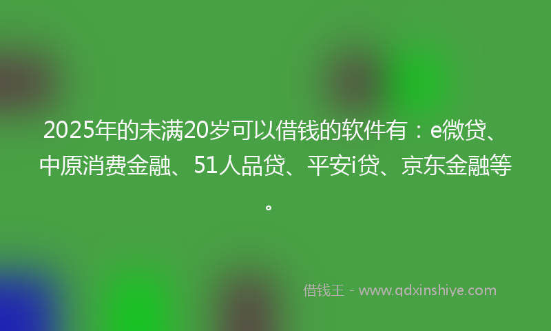 2025年的未满20岁可以借钱的软件有：e微贷、中原消费金融、51人品贷、平安i贷、京东金融等。