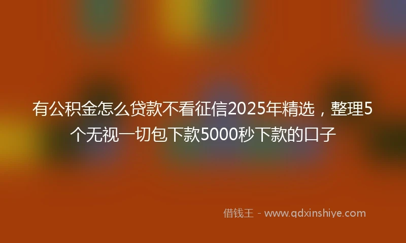 有公积金怎么贷款不看征信2025年精选,整理5个无视一切包下款5000秒下款的口子